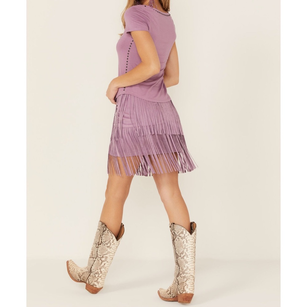 IDYLLWIND WOMEN'S FRINGE FAUX SUEDE SKIRT